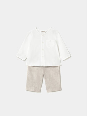 Mayoral Mayoral Completo camicia e pantaloni di tessuto 1564 Beige Regular Fit