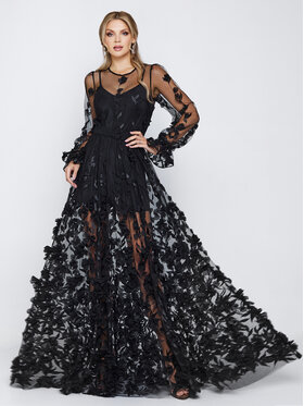 MATSOUR'I MATSOUR'I Sukienka elegancka Francesca Czarny A-Line Fit