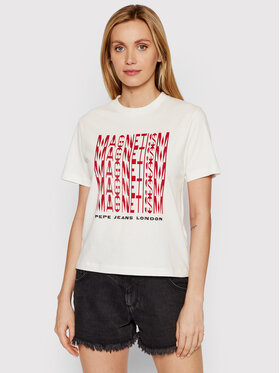 Pepe Jeans Pepe Jeans T-Shirt Cassandra PL504343 Bílá Regular Fit