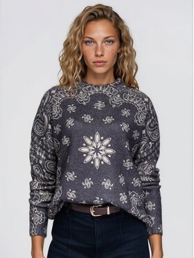 Ombre Ombre Sweter OW-SW-E0050 Szary ciemny Regular Fit