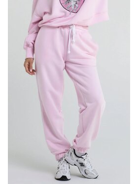 Chiara Wear Chiara Wear Spodnie dresowe Spodnie dresowe z bizą typu joggery Różowy Oversize