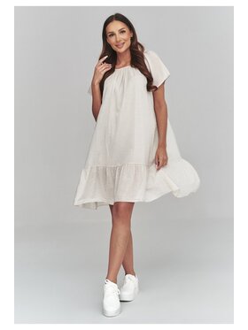 Makadamia Makadamia Sukienka codzienna C63 Beżowy Loose Fit