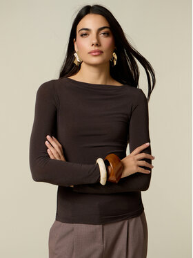 Oltre Oltre T-Shirt G084J004696N022 Brązowy Slim Fit
