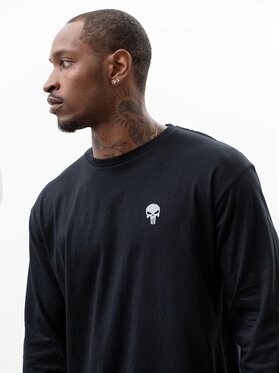 Marvel Marvel Longsleeve Koszulka Z Długim Rękawem Męska Czarna Marvel Comics Punisher Mini Logo XL Czarny Regular Fit