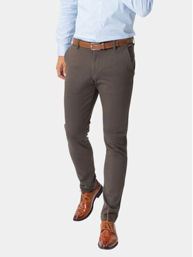 TeeShoppen TeeShoppen Spodnie garniturowe 'Perform Collection' Brązowy Slim Fit