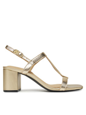 Tommy Hilfiger Tommy Hilfiger Sandale Leather Block Heel Sandal Metal FW0FW08590 Auriu
