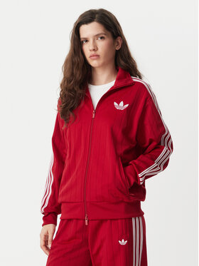 adidas adidas Džemperis ar kapuci Pinstripe Firebrid Loose Tracktop KS9984 Sarkans Regular Fit