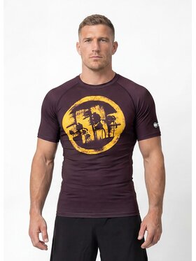PITBULL PITBULL Koszulka techniczna LOGO PALMS Brązowy Regular Fit