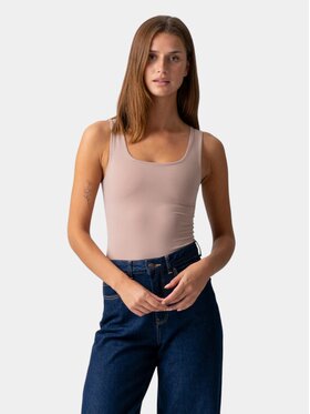 TeeShoppen TeeShoppen Top 'Basic Collection' Beżowy Slim Fit