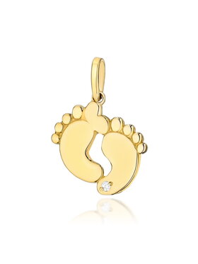Fugart Fugart Naszyjnik Zawieszka z żółtego złota stópki z brylantem 0.005 ct FZ033-585-B0.005 Złoty