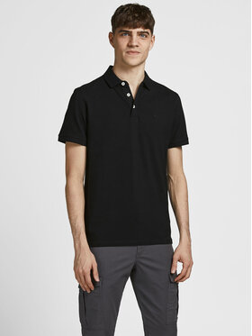Jack&Jones Jack&Jones Тениска с яка и копчета Paulos 12136668 Черен Slim Fit