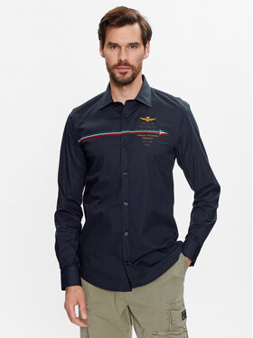 Aeronautica Militare Aeronautica Militare Marškiniai 231CA1227CT3114 Tamsiai mėlyna Slim Fit