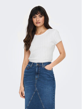 ONLY ONLY T-krekls Carlotta 15256154 Balts Tight Fit