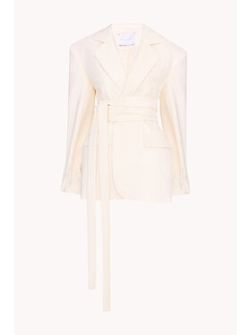 Epuzer Epuzer Marynarka Peplum belted wool Kremowy Standard Fit