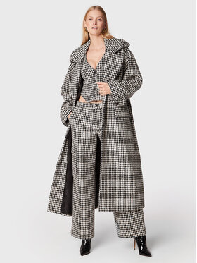 ROTATE Hlače Sparkly Houndstooth RT1901 Bijela Relaxed Fit