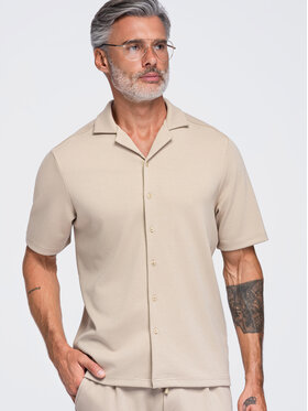 Ombre Ombre Koszula OM-SHCS-0220 Beżowy Boxy Fit