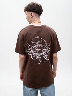 Smerfy Smerfy T-Shirt Szeroka Luźna Gargamel 128803 Brązowy Oversize