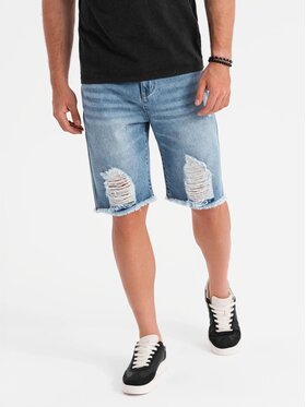 Ombre Ombre Szorty jeansowe OM-SRDS-0157 Niebieski Regular Fit