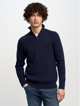 BIG STAR BIG STAR Sweter HANATIS_403_160 Granatowy Basic Fit
