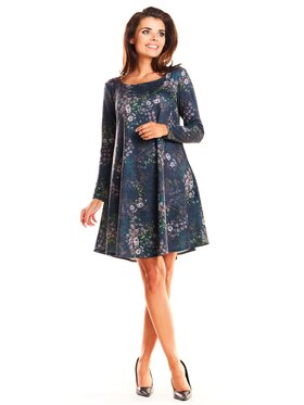 Awama Awama Sukienka dzianinowa A246 Granatowy Basic Fit