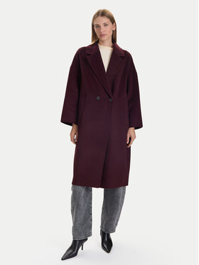 ViCOLO ViCOLO Płaszcz wełniany TF0003 Bordowy Regular Fit