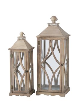MIAhome MIAhome Lampion 2 szt. drewniany Carolla Brązowy