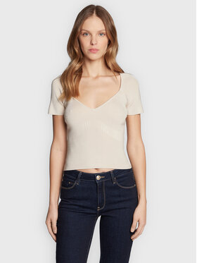 Guess Guess Bluză Alcosta W2BR65 Z2XY0 Écru Slim Fit