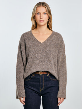 BIG STAR BIG STAR Sweter VIOLINA Brązowy Oversize