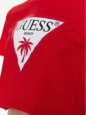 Guess Majica Logo E02I01 JA914 Rdeča Boxy Fit