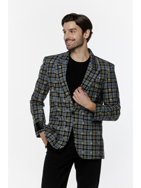Pilawski Pilawski Marynarka MARYNARKA W KRATĘ I MONGRAM MĘSKA Szary Slim Fit