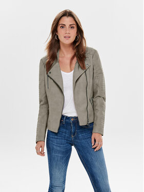 ONLY ONLY Bunda z imitácie kože Ava 15102997 Sivá Regular Fit