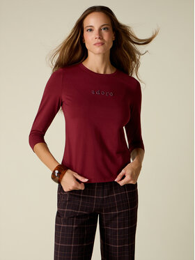 Oltre Oltre T-Shirt G07MJ004926N036 Bordowy Regular Fit