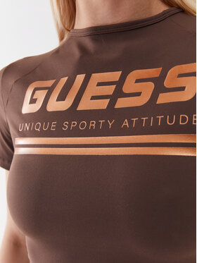 Guess Majica Aggie V3YP00 MC04N Rjava Slim Fit