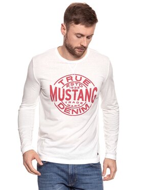 Mustang Mustang T-Shirt PRINTED LONGSLEEVE Biały Regular Fit