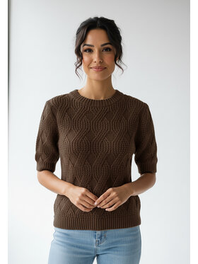 FIGL FIGL Svetr M1261 Hnědá Regular Fit