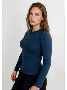 DKaren Sport DKaren Sport Bluzka DK32 Długi Granatowy Classic Fit