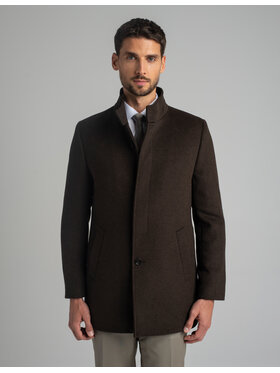 Borgio Borgio Płaszcz wełniany rivara_br Brązowy Slim Fit