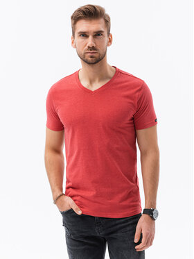 Ombre Ombre T-Shirt S1369 Czerwony Regular Fit