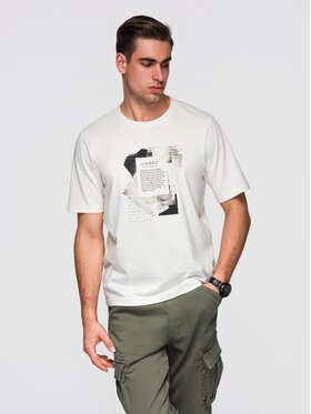 Ombre Ombre T-Shirt OM-TSPT-0261 Biały Regular Fit