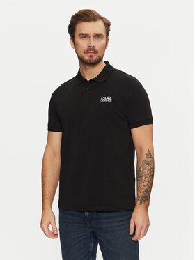 KARL LAGERFELD KARL LAGERFELD Тениска с яка и копчета 745088 551235 Черен Regular Fit