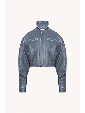 Epuzer Epuzer Giacca di pelle vintage leather Grigio Oversize