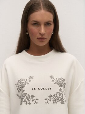 Le Collet Le Collet T-Shirt FLORISSA Kremowy Oversize
