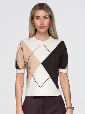 Ombre Ombre Sweter OW-SW-E0037 Beżowy Regular Fit