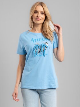 Perso Perso T-Shirt TCE245410F Niebieski Regular Fit