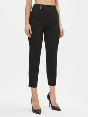 Peserico Peserico Medžiaginės kelnės P04763 Juoda Regular Fit