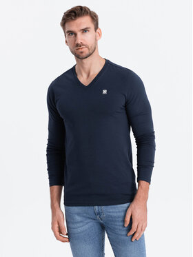 Ombre Ombre S dlouhým rukávem OM-LSCL-0110 Tmavomodrá Regular Fit