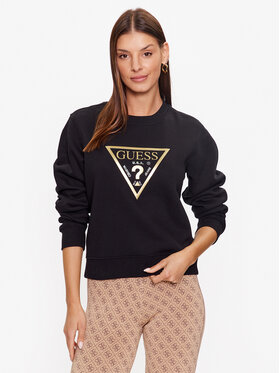 Guess Guess Majica dugih rukava W3YQ12 K9Z21 Crna Regular Fit