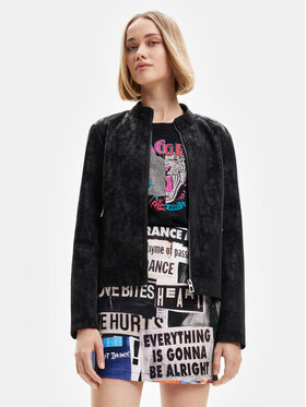 Desigual Desigual Dirbtinės odos striukė Detroit 23SWEW02 Juoda Regular Fit