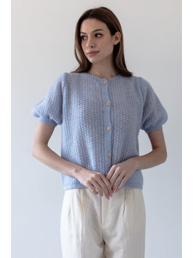 Fobya Fobya Sweter F2025 Niebieski Basic Fit