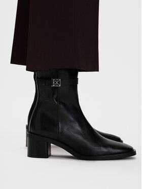 Calvin Klein Calvin Klein Bokacsizma Block Heel Ank Boot Lth Hdw HW0HW03171 Fekete
